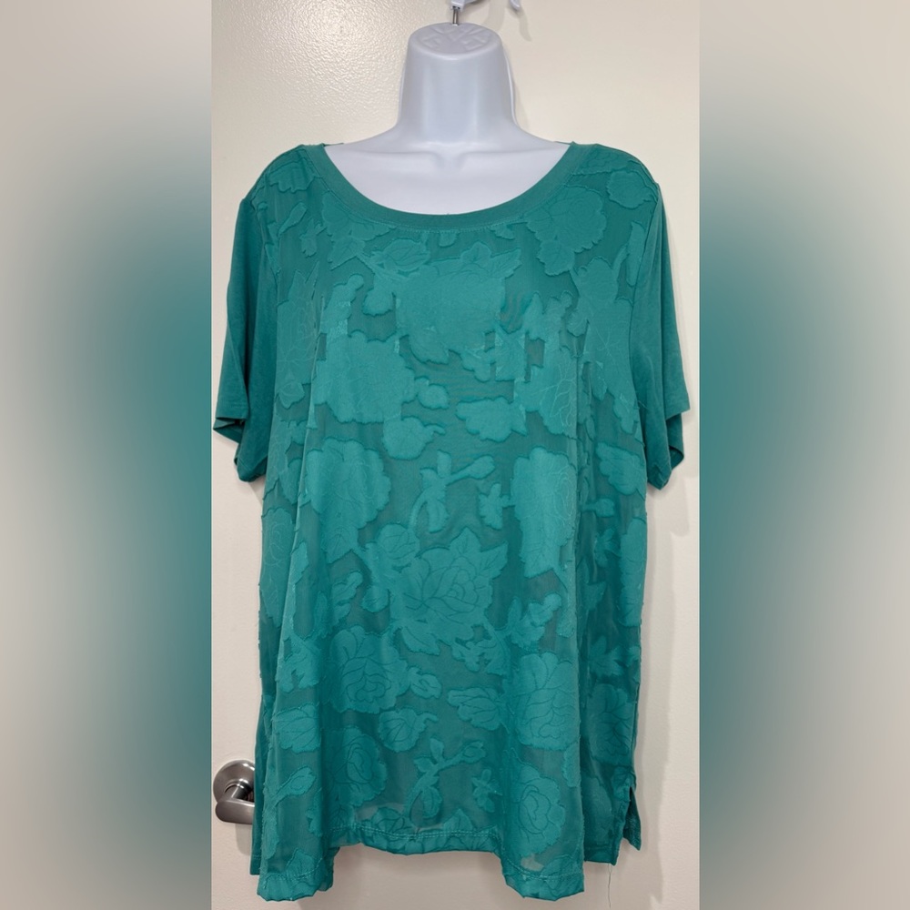 RXB Teal Textured Short Sleeve Top